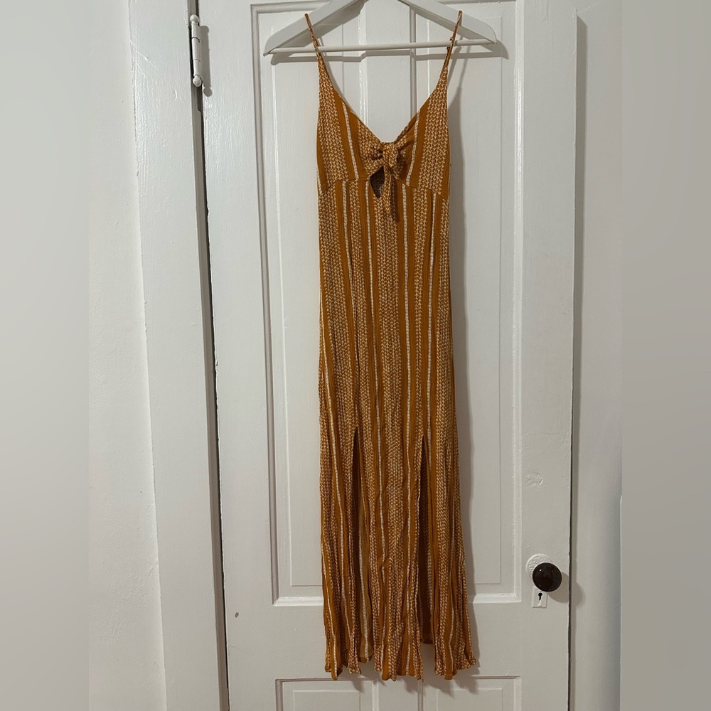 IN THE BEGINNING Mustard Striped Maxi Dress sz S
